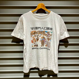 90's Macau Censos '91 Tシャツ 半袖 両面 プリント シングルステッチ サイズ：メンズ S相当 アイボリー ゆうパケット対応【中古】