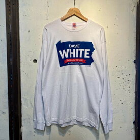 USA製 ベイサイド BAYSIDE ロンT 長袖 Tシャツ DAVE WHITE ロゴ 両面プリント サイズ：メンズ L ホワイト【中古】