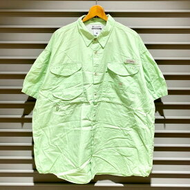 コロンビア Columbia PFG フィッシングシャツ 半袖 無地 サイズ：メンズ XXL ビッグサイズ ライトグリーン FM7130 ゆうパケット対応【中古】