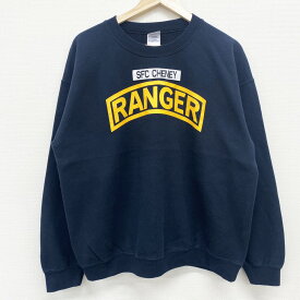 ★20%オフ クーポン 4/30 14時まで★ギルダン GILDAN プルオーバー スウェット シャツ トレーナー RANGER プリント ワッペン 刺繍 長袖 サイズ：L ダークネイビー 【古着】 古着 【中古】 中古 mellow 【あす楽対応】 【古着屋mellow楽天市場店】