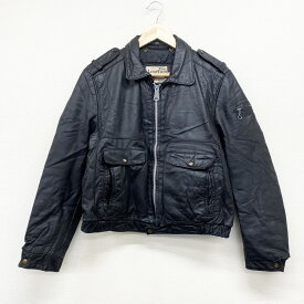 【50％オフ★お得なクーポンあり】The LeatheR Shop レザー ジャケット ジップアップ 裏地キルティング MADE IN U.S.A サイズ：36 REG ブラック 【古着】 古着 【中古】 中古 mellow【あす楽対応】【古着屋mellow楽天市場店】