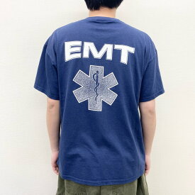 ★30%オフ クーポン 4/30 14時まで★【中古】 ゆうパケット対応 ヘインズ Hanes Tシャツ 半袖 EMT 両面プリント サイズ：XL ネイビー 古着 中古 mellow あす楽対応 古着屋mellow楽天市場店