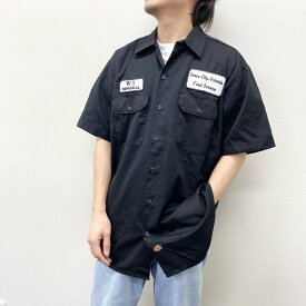 【中古】ディッキーズ Dickies ワークシャツ 半袖 9/11 MEMORIAL ワッペン サイズ：L ブラック 古着 中古 mellow ゆうパケット対応 あす楽対応 古着屋mellow楽天市場店