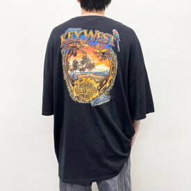 【中古】 ハーレー ダビッドソン HARLEY-DAVIDSON Tシャツ 半袖 ショートスリーブ KEYWEST ロゴ 両面プリント サイズ：5XL ブラック 古着 中古 mellow あす楽対応 古着屋mellow楽天市場店