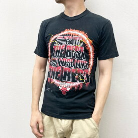 ★30%オフ クーポン 4/30 14時まで★90’s US古着 USA製 NBA シカゴブルズ Tシャツ 半袖 チームロゴ プリント anvil サイズ：ユース XL ブラック あす楽対応【中古】