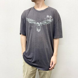 US古着 ハーレー ダビッドソン HARLEY-DAVIDSON Tシャツ 半袖 QUAID TEMECULA ロゴ サイズ：メンズ XL相当 ビッグサイズ チャコールグレー あす楽対応【中古】