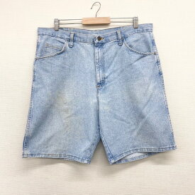 ★30%オフ クーポン 4/30 14時まで★US古着 ラングラー Wrangler デニム ショートパンツ ひざ上 606W1SM サイズ：W39 ビッグサイズ アイスブルー あす楽対応【中古】