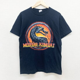 US古着 ジャージーズ JERZEES Tシャツ 半袖 モータルコンバット Mortal Kombat ゲーム ロゴ サイズ：メンズ M ブラック あす楽対応【中古】