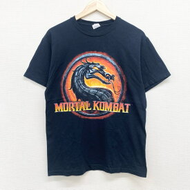 ★30%オフ クーポン 4/30 14時まで★US古着 ジャージーズ JERZEES Tシャツ 半袖 モータルコンバット Mortal Kombat ゲーム ロゴ サイズ：メンズ M ブラック あす楽対応【中古】