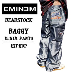 00's Deadstock エミネム EMINEM バギー デニム ペインター パンツ 刺繍 ヒップホップパンツ メタリックデニム シルバー サイズ：W30、W31 デッドストック あす楽対応【新古品】