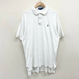 US古着 ポロ ラルフローレン Polo by Ralph Lauren コットン ポロシャツ 半袖 ワンポイント ポニー 刺繍 サイズ：メンズ L ホワイト あす楽対応【中古】