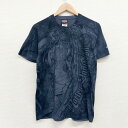 US古着 ハーレーダビッドソン HARLEY-DAVIDSON Tシャツ 半袖 総柄 プリント サイズ：メンズ S ブラック 【中古】