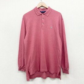 ★30%オフ クーポン 4/30 14時まで★古着 ポロ ゴルフ ラルフローレン POLO GOLF RALPH LAUREN 鹿の子 ポロシャツ 長袖 3つボタン ワンポイント ポニー刺繍 サイズ：メンズ L ヘザーレッド あす楽対応【中古】