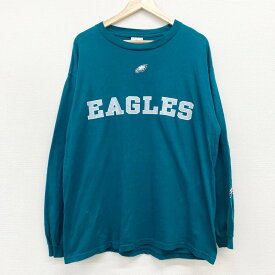 【30％オフ★お得なクーポンあり】US古着 NFL フィラデルフィア・イーグルス Philadelphia Eagles ロンT 長袖 Tシャツ チームロゴ プリント サイズ：メンズ XL相当 ビッグサイズ ブルーグリーン あす楽対応【中古】