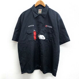 ★10%オフ クーポン 4/2 14時まで★【Deadstock】ディッキーズ Dickies ショートスリーブ ワーク シャツ 無地 半袖 刺繍 サイズ：2XL ブラック【新古品】 デッドストック 新古品 mellow【あす楽対応】【古着 mellow楽天市場店】