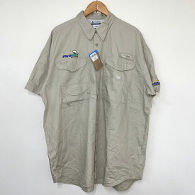 ★10%オフ クーポン 4/30 14時まで★コロンビア Columbia PFG ショートスリーブ シャツ 刺繍 半袖 サイズ：XL ベージュ【Performance Fishing Gear】【新品】 新品 mellow 【あす楽対応】【古着 mellow楽天市場店】