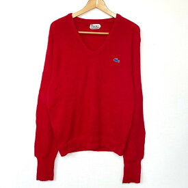 70’s アイゾッド ラコステ IZOD LACOSTE アクリル ニット セーター Vネック 無地 レッド サイズ：M位【古着】 古着 【中古】 中古 mellow 【あす楽対応】【古着屋mellow楽天市場店】