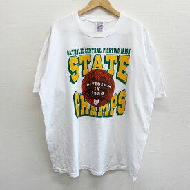 90's JERZEES ジャージーズ プリントTシャツ　半袖 MADE IN USA サイズ:XL ホワイト 【古着】 古着 【中古】 中古 mellow 【あす楽対応】【古着屋mellow楽天市場店】