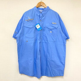 ★10%オフ クーポン 4/30 14時まで★コロンビア Columbia PFG ショートスリーブ シャツ 刺繍 半袖 サイズ：XL スカイブルー【Performance Fishing Gear】【新品】 新品 mellow 【あす楽対応】【古着 mellow楽天市場店】