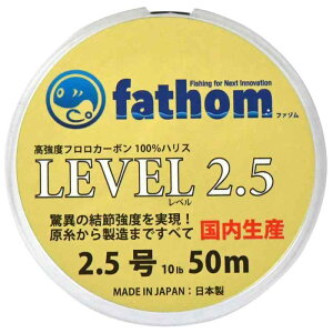 ファゾム(fathom) 国産フロロカーボン ハリス 2.5号 10lb 50m LEVEL 2.5 釣糸 磯釣り 船釣り