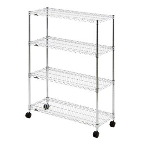 ドウシシャ ルミナス レギュラー ラック スチールラック 収納棚 幅90 4段 サビに強い 防錆加工 業務用 耐荷重250kg (棚板1枚あたり) キャスター付き 豊富なカスタムパーツ ポール径25mm 幅91.5×