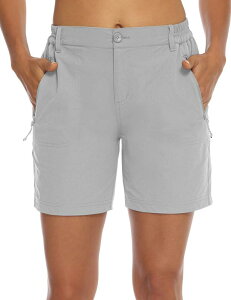 レディース ショートパンツ 膝丈 アウトドア 登山 ショーツ フィットネス ハーフパンツ ゴルフ 短パンツ 吸汗速乾 ジップポケット トレッキングパンツ スポーツウェア 撥水加工 半ズボン