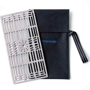 TITECOUGO 小型 チタン焼き網(99.8%最高純度) 健康と安全 高耐久性 超耐熱 極軽 錆びない BBQコンロ網 1-2人用 正規品(専用の収納袋付き)