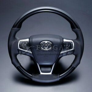 ノア・ヴォクシー・エスクァイア 80系(ZWR80G/ZRR80W/80G/85W/85G) ウォーベンカーボン x ダークグレー ガングリップ ウッド パンチング本皮調レザーステアリング 高品質 / フェガーリ FEGGARI LUNA