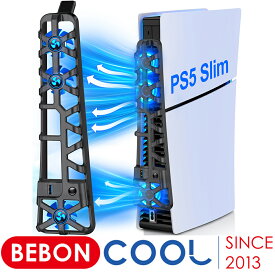 PS5 SLIM冷却ファン BEBONCOOL PS5slim 用アクセサリー LEDライト付き 冷却ファン PS5 ファン ディスク版 デジタル版の両方に対応 効率的な冷却システム 簡単装着 排熱 静音