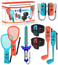 【9 in 1セット】 BEBONCOOL Nintendo Switch Sports ゲーム用 アクセサリーセット アクセサリバンドル 体感ゲーム対応 対戦実装 没入感体験 体感スポーツ対応 スイッチスポーツ アクセサリ スイッチ スポーツ セット