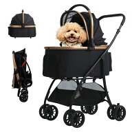 【防水アップグレードPU ハンドル製】ペットカート 中型犬カート 猫・小型犬ペットバギー 2種折りたたみ …
