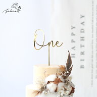 【アクリル製】One ケーキトッパー ゴールド｜1歳 誕生日 バースデー スマッシュケーキ 飾り おしゃれ か…