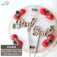【木製】ジェンダーリビール ケーキトッパー 【A】｜性別発表 妊娠報告 マタニティ サプライズ 演出 シン…