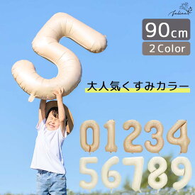 【ポイント10倍！6/4(火)20:00～6/11(火)1:59】ビッグ バルーン【90cm】BIG BALLOON 数字 ベージュ アイボリー ブラウン 茶 おしゃれ 誕生日 フォト 月齢 カード ガーランド 飾り ハーフ バースデー ウエルカム スペース フォト アイテム ケーキ 100日祝い 数字 風船