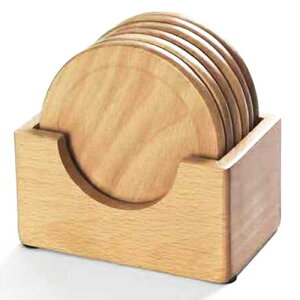 木製コースター おしゃれ 白檀 丸茶托 防水 滑り止め断熱マット 茶パッド コップ敷き6枚セット+収納ケース付き お茶 カフェ 来客用