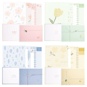Sitengle レターセット 便箋 封筒セット 4色 手紙 便せん かわいい 花 ラブレター 結婚式 お祝い 挨拶 お見舞い お礼状用 手紙 記念日 母の日 誕生日