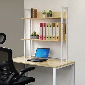 デスク上置き棚 後付け 本棚 クランプ式 2段 幅78 高さ調整可能 机上ラック 書類 収納 デスクボード 取付簡単 モニター台 机上整理 オーク ホワイト ナチュラル