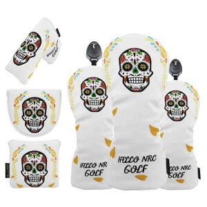 ゴルフヘッドカバー ドライバー DR 460cc 440cc ウッド FW用カバー ユーティリティ UT用カバー Mexico メキシコ スカル 単品 白 黒