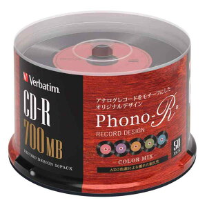 Verbatim o[xC^ f[^p CD-R R[hfUC 700MB 50 J[MIX Phono-R (tHmA[) SR80FHX50SV7