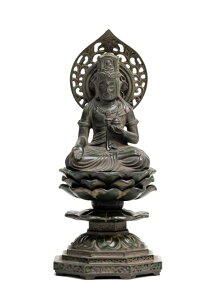 仏像 虚空蔵菩薩 15cm (古美青銅) 仏師:牧田秀雲 原型_(丑・寅年生まれ)十二支守り本尊 干支 高岡銅器(KSこくうぞうぼさつ)