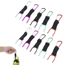 Coollooda ペットボトルホルダー カラビナ付き 10個セット ドリンク ホルダー アウトドア 登山 キャンプ ハイキング 水分補給 5色
