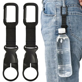 KAruim ペットボトルホルダー カラビナ付き 3個セット ドリンク ホルダー アウトドア 登山 キャンプ ハイキング 旅行 水分補給 着脱簡単 ブラツク