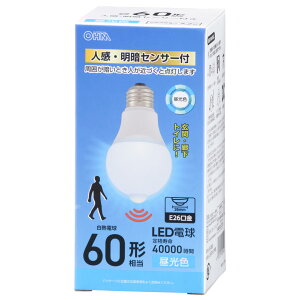 �I�[��(OHM) LED�d�� E26 40�`���� �l���E���ÃZ���T�[�t�� �d���F/�����F LDA-5/7-L/D-G PIR6