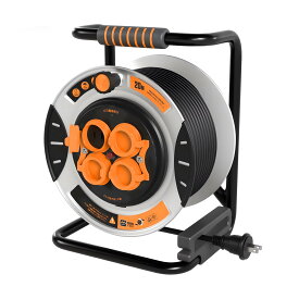 Masterplug コードリール 20m/30m 延長コード屋外用 100V型 ドラムコード 防雨・防塵コンセント4個 温度センサー内蔵 プラグ抜き差し不要 建設現場 家庭用 キャンプ用 延長コード巻き取り式 電工