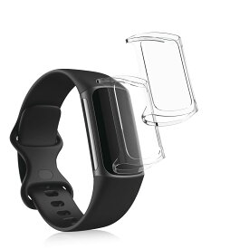 kwmobile 2x ケース Fitbit Charge 6 / Charge 5対応 カバー - フルカバー シリコン 耐衝撃 全体保護 透明/黒色