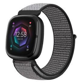 [Huamanlou] コンパチブル Fitbit versa 4/Fitbit versa 3/Fitbit Sense 2 Fitbit Sense バンド、ナイロンスポーツバンドブレスレット通気性調節可能な軽量交換ストラップリストバンドアクセサリ