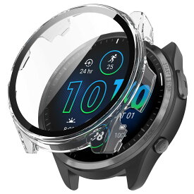 YAODLE For GARMIN Forerunner 165 カバー ガーミン Forerunner 165 ケース PC素材 カバー ファーウェイ ガーミン Forerunner 165 カバー ガラスフィルム一体型 全面保護 二重構造 防塵 日本旭硝子材 キズ防止