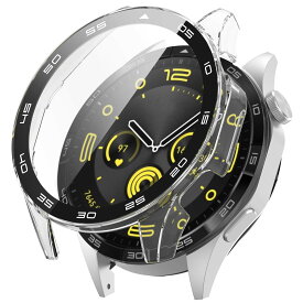 BUITFOU HUAWEI WATCH GT 4 カバー ケース 超薄型 PC+ガラス素材 一体型 全面保護 装着簡単 耐衝撃 高透過率 指紋防止 傷防止(ブラック)