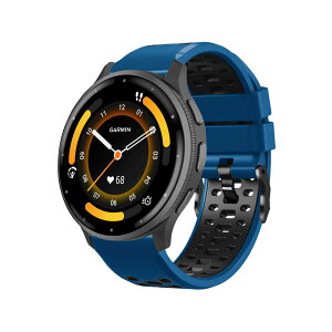 [RosMank] 22mm �o���h Garmin Venu 4 45mm/Venu 3 45mm/Venu 2/Vivoactive 4/Active �Ή��A�K�[�~�� Garmin Forerunner 570 47mm/Forerunner 265/255 �p�\�t�g 2�F�V���R�������p�X�g���b�v