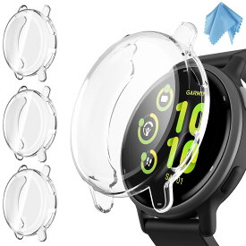 Fintie for Garmin Vivoactive 5 ケース クリア ソフト TPU メッキ スクリーンカバー 全面保護バンパー シェル 脱着簡単 耐衝撃性 ガーミン 保護カバー (3個セット)